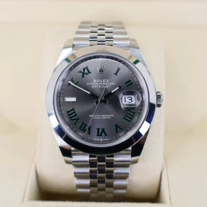 Rolex Datejust 41 Stainless Steel Slate Roman Dial Smooth Bezel Jubilee Bracelet 126300 - New
